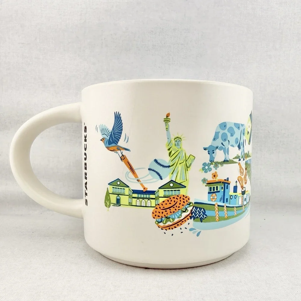 Starbucks New York State Coffee Mug Cup Upstate Fish Cheesecake‎ Art Landmarks